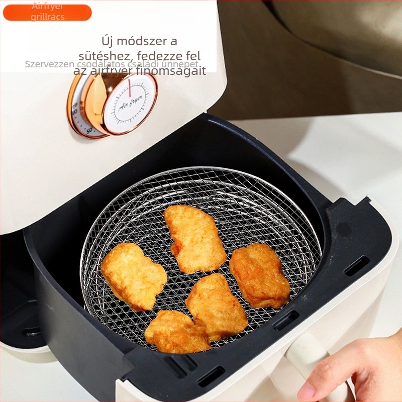 304 rozsdamentes acélból készült légsütő rács, kerek és négyszögletes alak, grillháló, szárító rács, fritőz kiegészítő