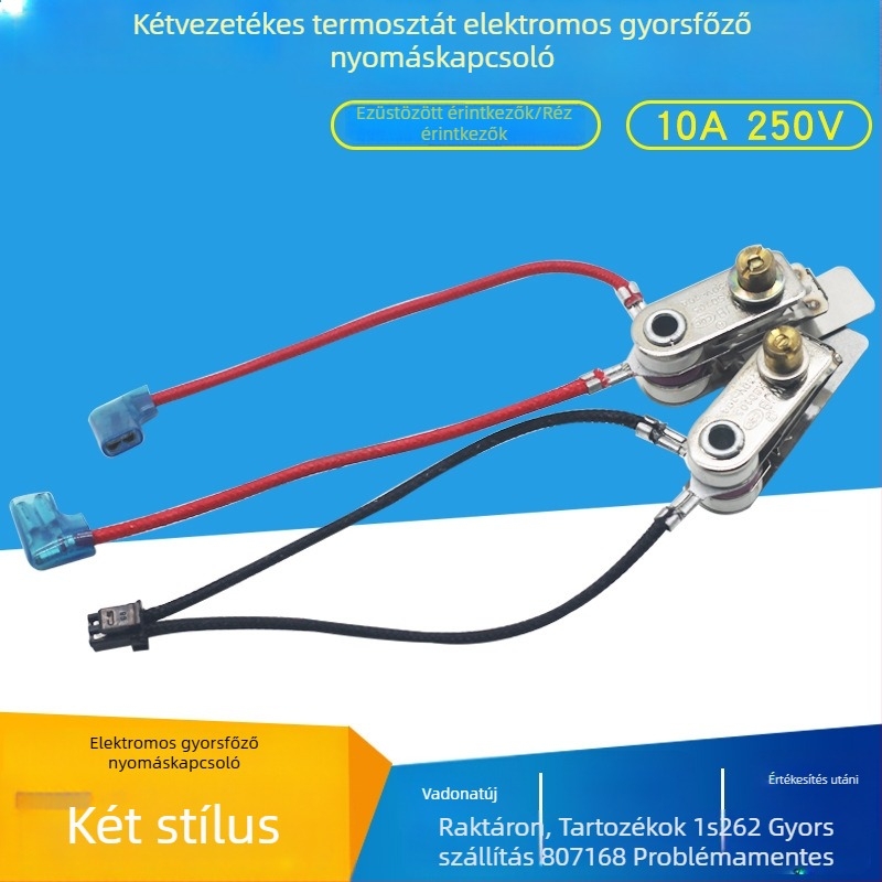 KSD105 hőmérséklet-szabályozó kapcsoló vezetékes hőmérséklet-korlátozóval elektromos nyomásos edényhez, ezüstözött érintkezők, több márkával kompatibilis