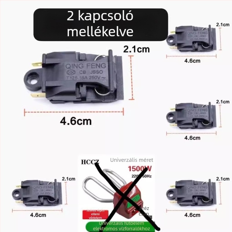 Rozsdamentes acélból készült elektromos vízforraló kiegészítő készlet: fűtőcső, fűtőrúddal és fűtőmaggal, 1500W