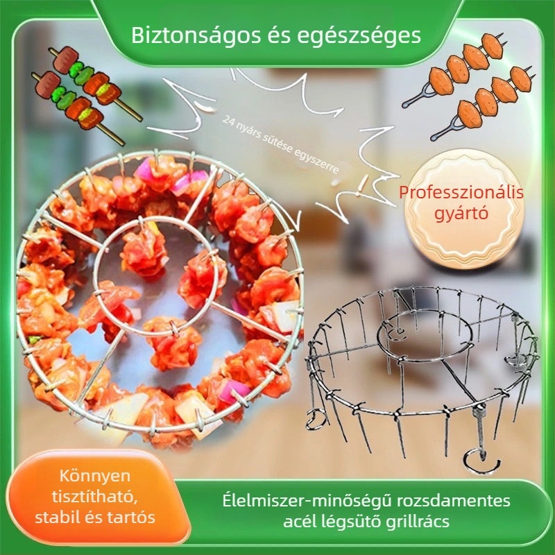Élelmiszer-minőségű rozsdamentes acél nyársak, kör alakúak, air fryer és sütő kompatibilis, univerzális grillnyárs