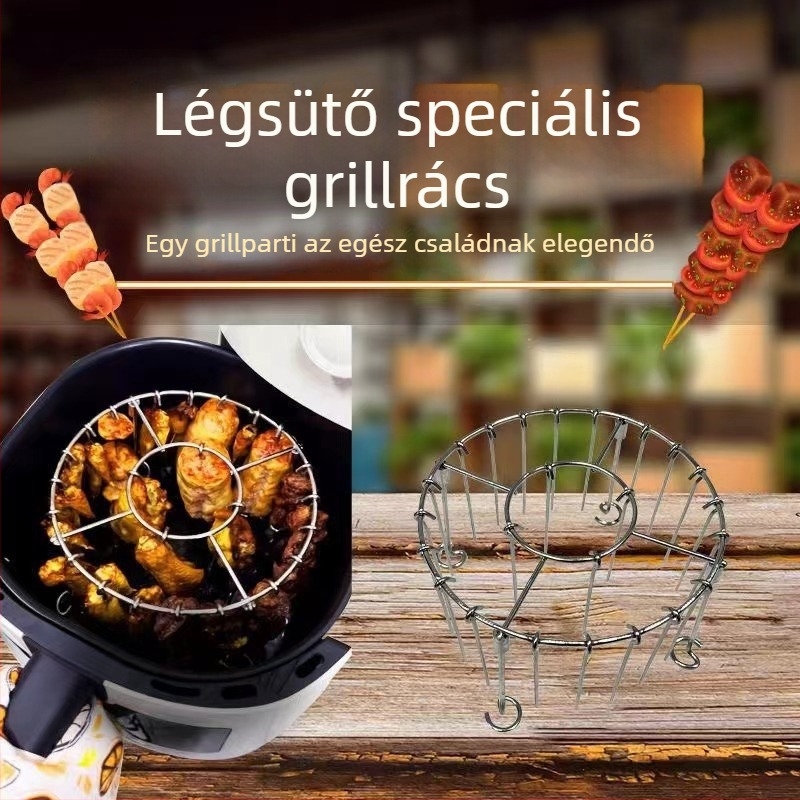 Élelmiszer-minőségű rozsdamentes acél nyársak, kör alakúak, air fryer és sütő kompatibilis, univerzális grillnyárs