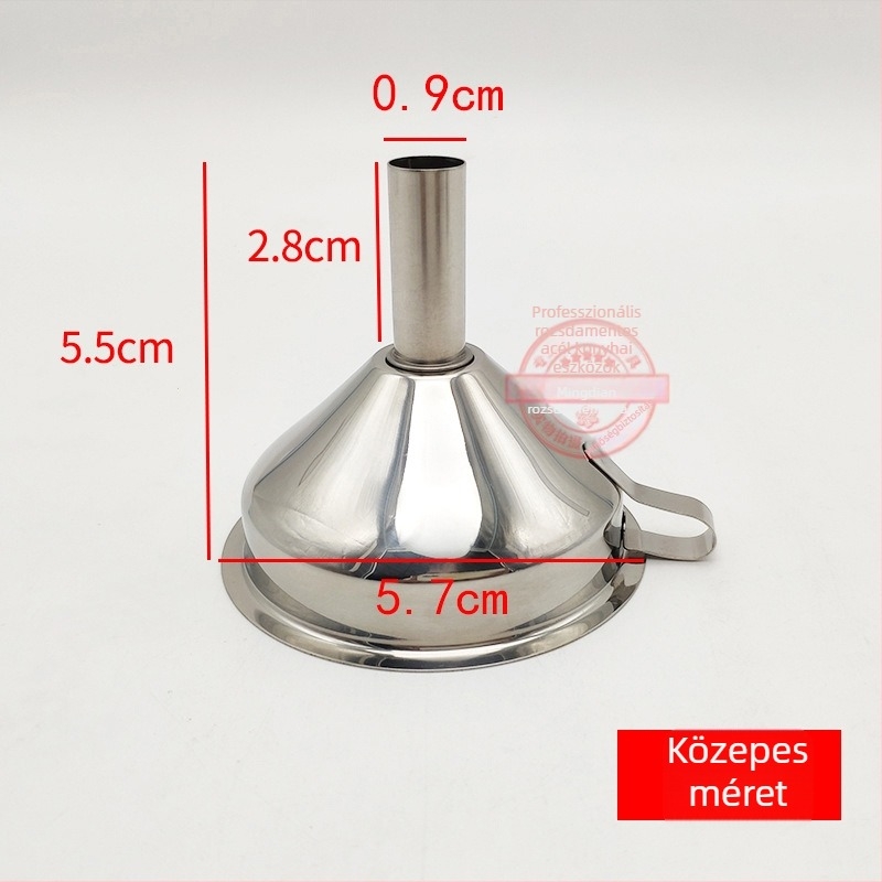 Mini tölcsér illóolaj töltéséhez, 5,7 cm átmérő, fém, kónikus alak, 201 rozsdamentes acél