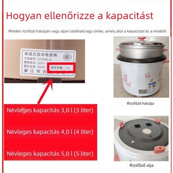 Rizsfőző belső edény, tapadásmentes, ódivatú háromszög alakú, 2345 modell, 1,5 L, tartozékok