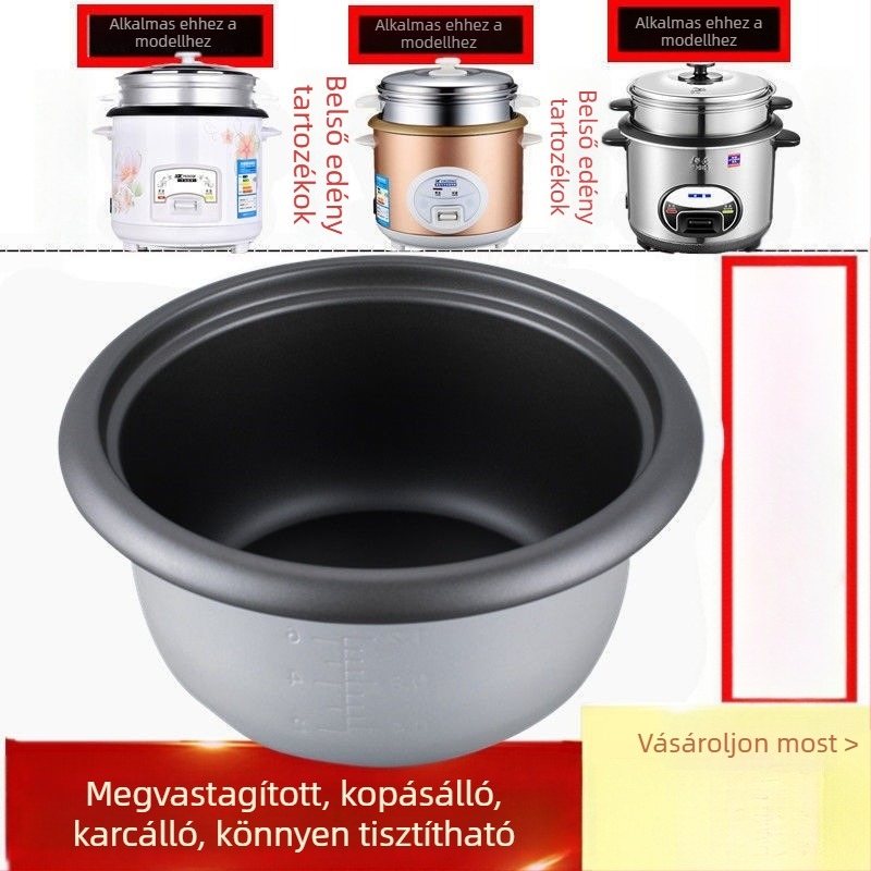 Rizsfőző belső edény, tapadásmentes, ódivatú háromszög alakú, 2345 modell, 1,5 L, tartozékok