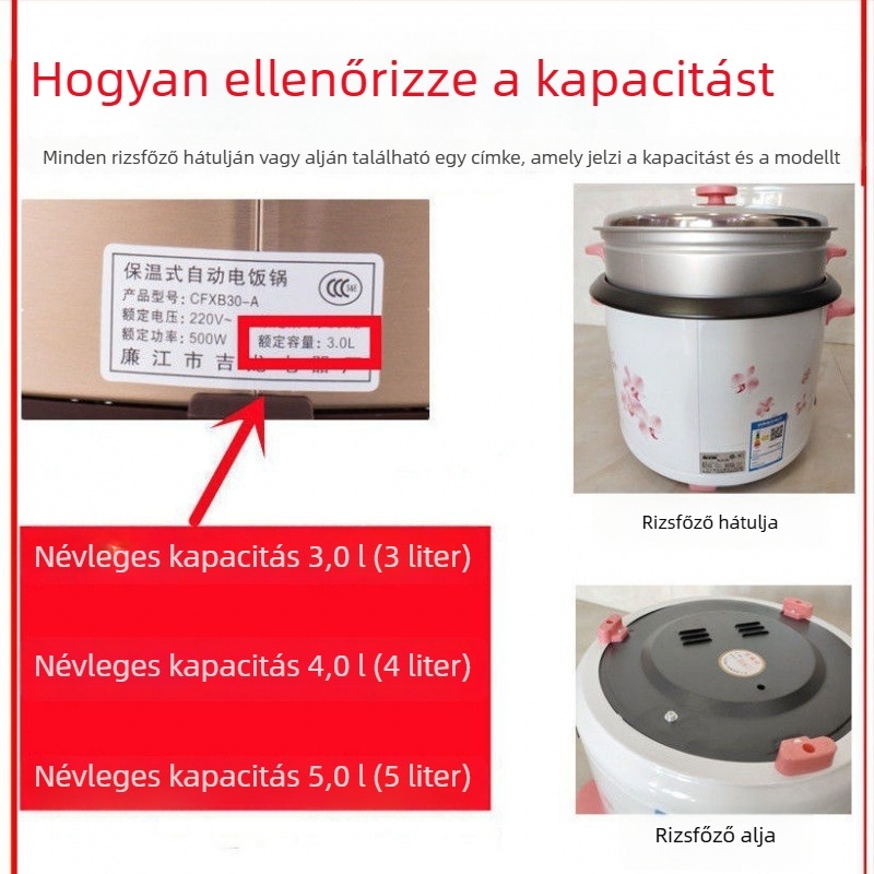 Rizsfőző belső edény, tapadásmentes, ódivatú háromszög alakú, 2345 modell, 1,5 L, tartozékok