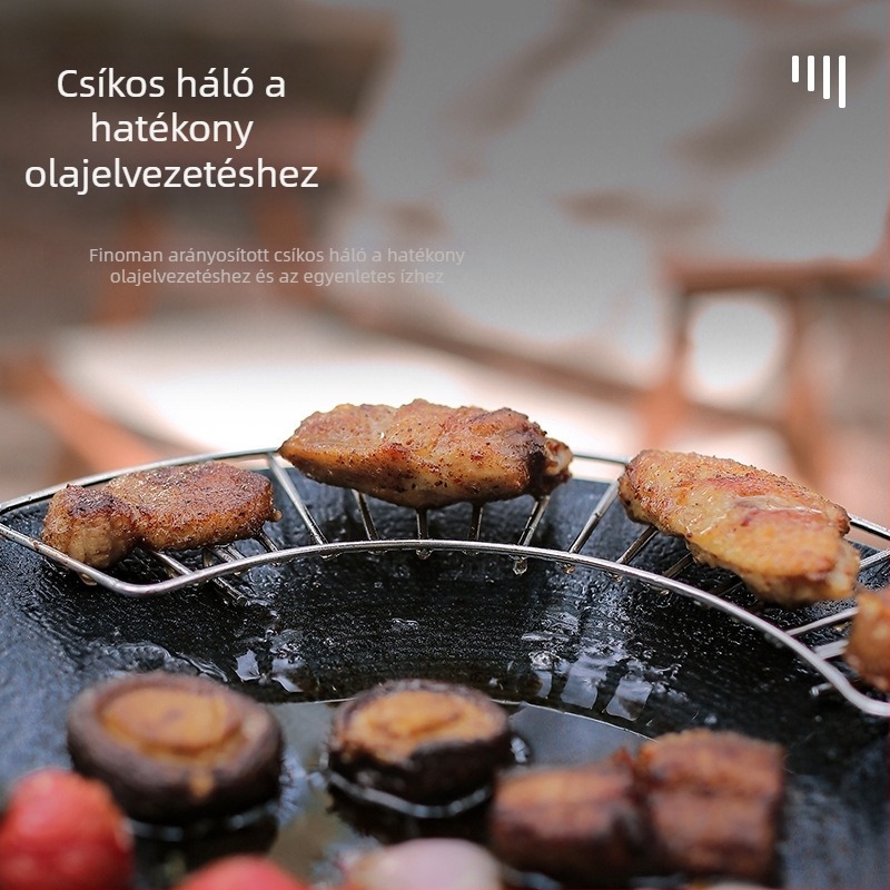Kültéri rozsdamentes acél sütőedény olajcsepegtető állvány, kempingezéshez, hordozható, csattal rögzíthető, félkör alakú hőszigetelő állvány