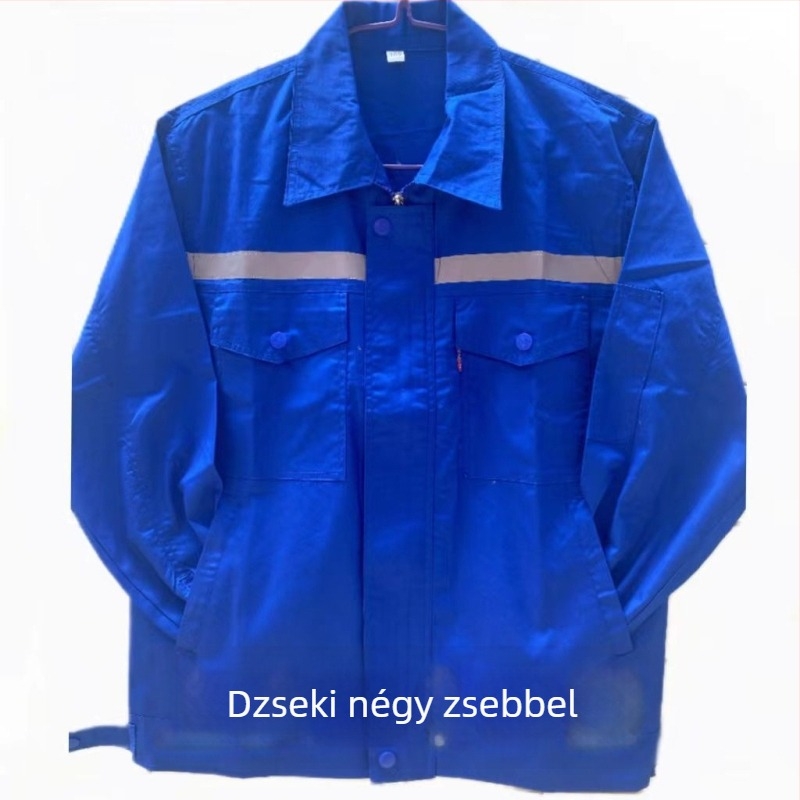Poliészter-pamut nyári vékony munkaruha garnitúra, kopásálló, lélegző, nedvességelszívó, autójavítás, építőipar és műhely számára
