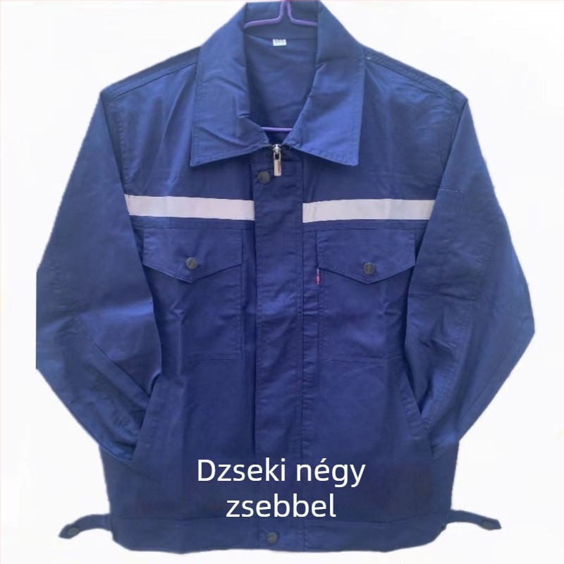 Poliészter-pamut nyári vékony munkaruha garnitúra, kopásálló, lélegző, nedvességelszívó, autójavítás, építőipar és műhely számára