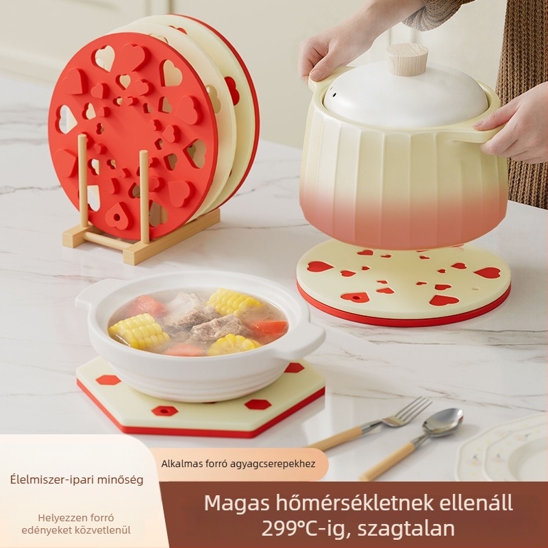 Silikon hőálló asztali alátét, kör alakú, tányérokhoz, poharakhoz és edényekhez