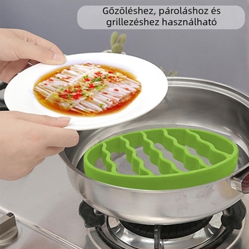 Szilikon grill alátét állvánnyal, gőzölő és hőszigetelő alátéttel – magas hőmérséklet-tűrés, könnyen tisztítható