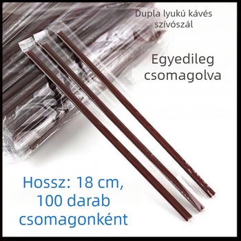 Kávékeverő pálca, egyszer használatos, három lyukkal, egyedi csomagolású, PP anyagból.