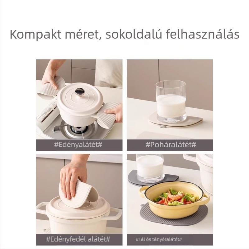 Összehajtható szilikon hőszigetelő alátét, égetés elleni és magas hőmérsékletnek ellenálló fazekakhoz; klippel ellátott alátét, vastított minimalistus étkező alátét és pohár alátét.