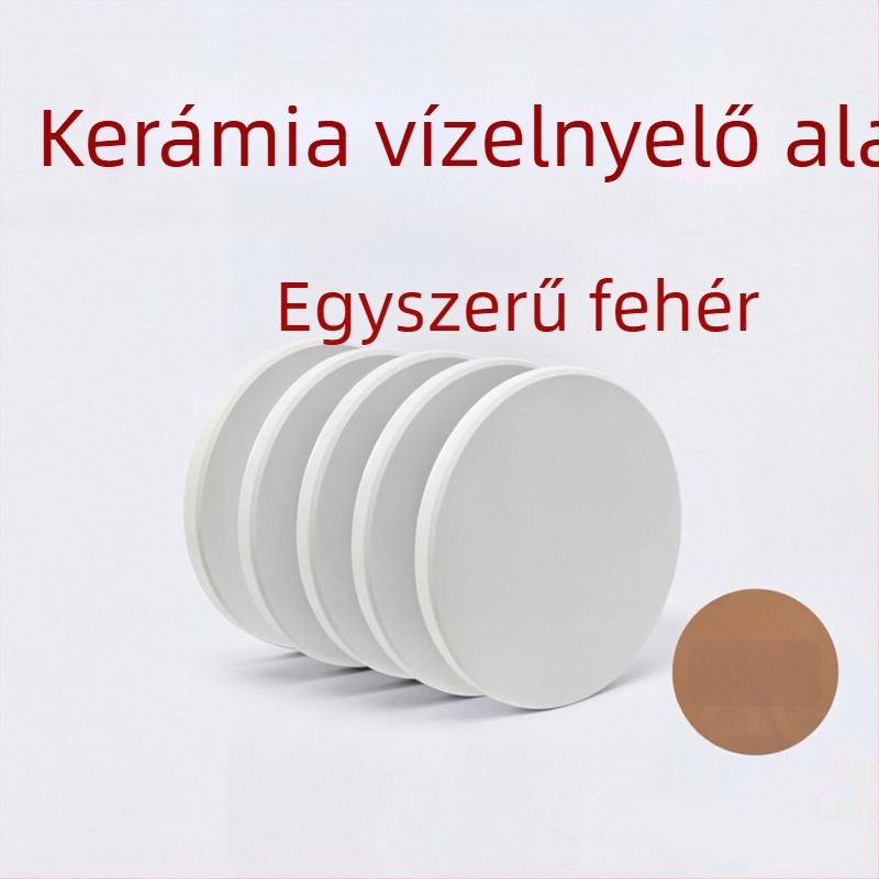 Fehér kerámia pohár alátétek, kerek, négyzet és szabálytalan formájúak, egyszínűek, gyorsan száradó nedvszívó