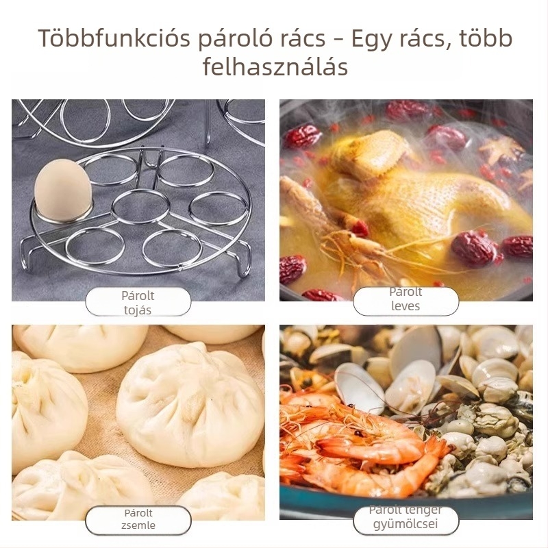Rozsdamentes acél gőzölő állvány, megerősített kivitel, otthoni használatra, állítható magasságú gőzölő rács tojásokhoz és rizshez, hőszigetelt
