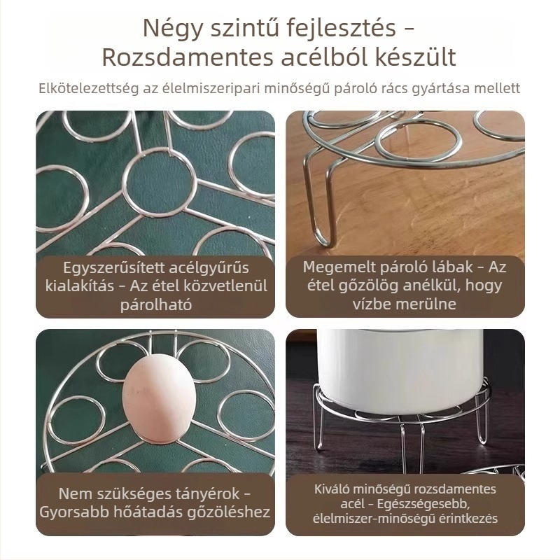 Rozsdamentes acél gőzölő állvány, megerősített kivitel, otthoni használatra, állítható magasságú gőzölő rács tojásokhoz és rizshez, hőszigetelt