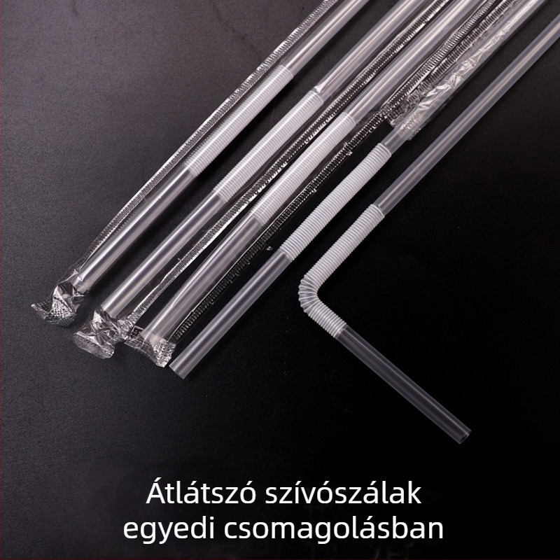 Egyszer használatos hosszú szívócső, egyenként csomagolt, színes művészi dizájn italokhoz, 100 db csomagban