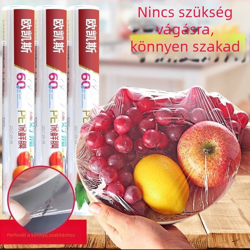 40 m-es perforált PE fólia frissesség megőrzésére fedővel; kézi tépés nélkül, otthoni használatra, gyümölcsökhöz