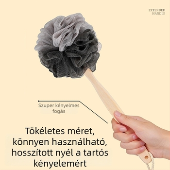 Új hosszú nyélű fürdőecset, nagy testpeeling-szivaccsal, hát tisztítására segítség nélkül, felnőttek számára
