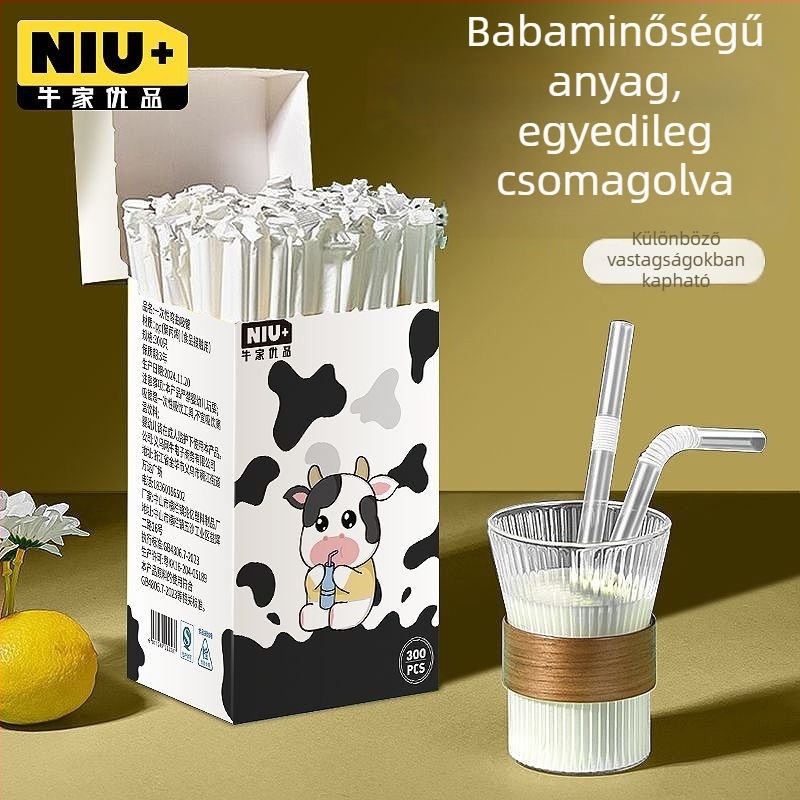 Egyszer használatos, egyedi csomagolású vastag, kihúzható szívószálak gyermekeknek, babáknak és várandós nőknek, tejes-teás és kávés italokhoz