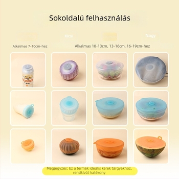 Élelmiszer-minőségű szilikonfedő etetőtálakhoz, hordozható, porálló és a frissesség megőrzésére szolgáló készlet, négy méretben