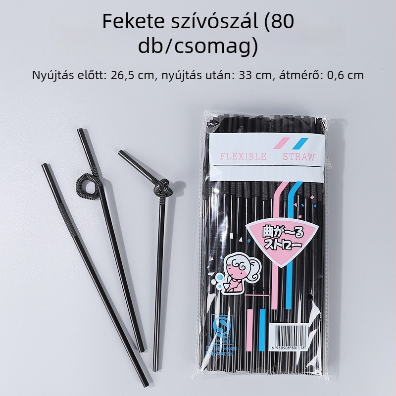 Egyszer használatos, színes műanyag szívószál, élelmiszer-minőségű, vékony hajlított szívószál gyümölcslevekhez és italokhoz
