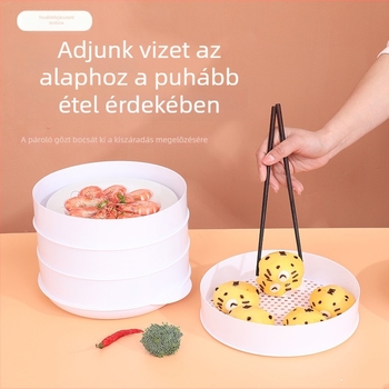 Mikrohullámú gőzölő fedővel – kenyérszeletek és dumplings melegítésére, konyhai multifunkcionális gőzölő állvány, élelmiszer-minőségű edény