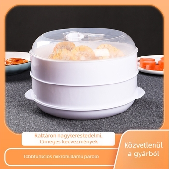Mikrohullámú gőzölő fedővel – kenyérszeletek és dumplings melegítésére, konyhai multifunkcionális gőzölő állvány, élelmiszer-minőségű edény