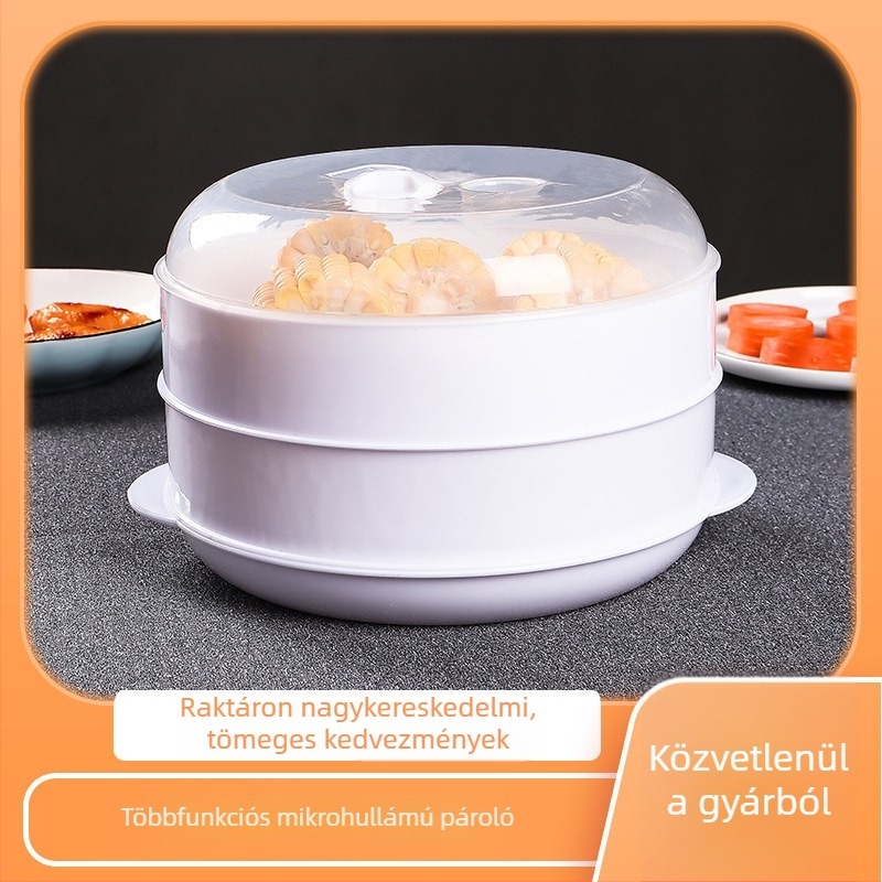 Mikrohullámú gőzölő fedővel – kenyérszeletek és dumplings melegítésére, konyhai multifunkcionális gőzölő állvány, élelmiszer-minőségű edény