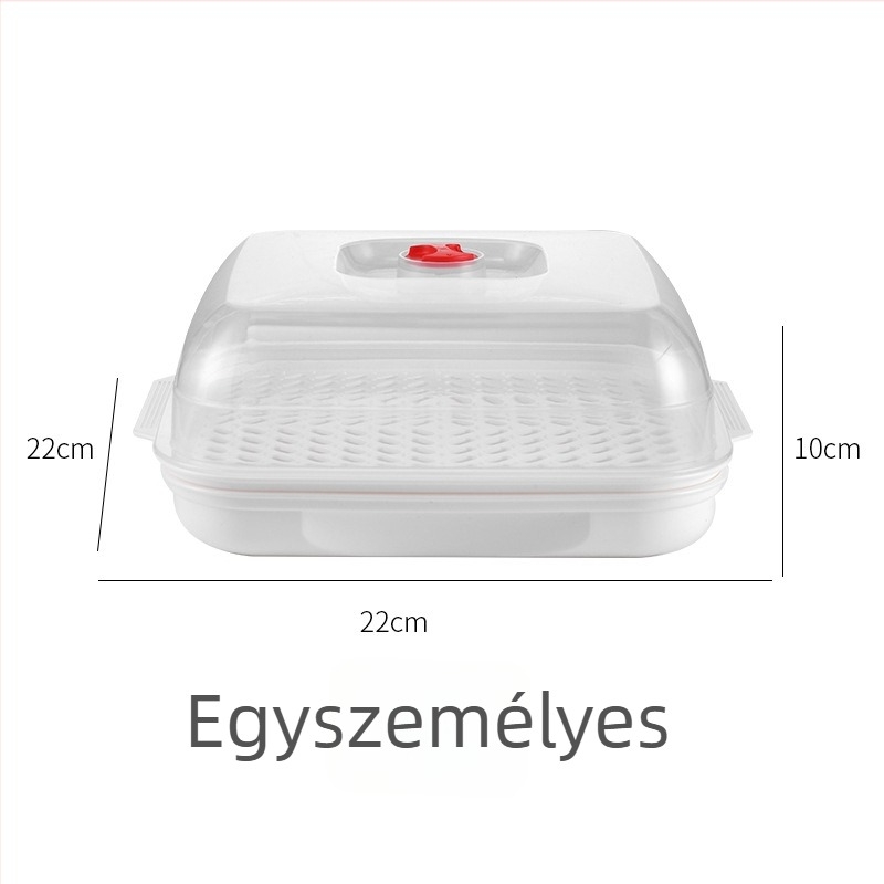 Átlátszó mikrohullámú sütőhöz való gőzölő doboz, élelmiszer-minőségű, fedéllel zsemle és zöldségek melegítésére