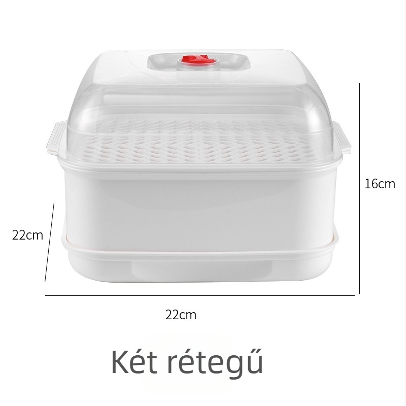 Átlátszó mikrohullámú sütőhöz való gőzölő doboz, élelmiszer-minőségű, fedéllel zsemle és zöldségek melegítésére