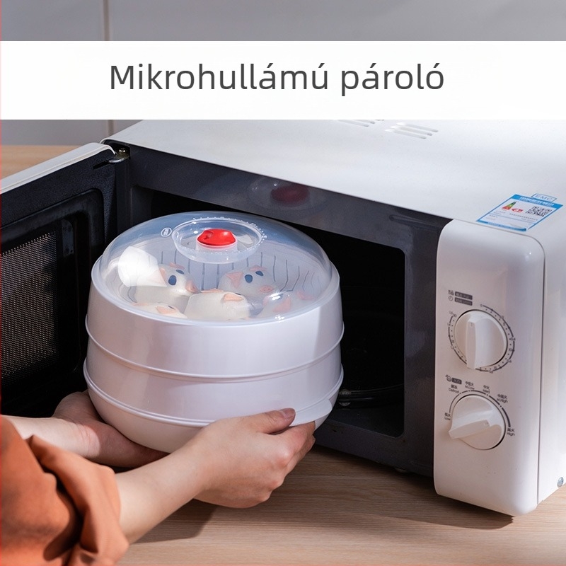 Kompakt mikrohullámú sütő gőzölő doboz szilikonból, gőzölő kosárral
