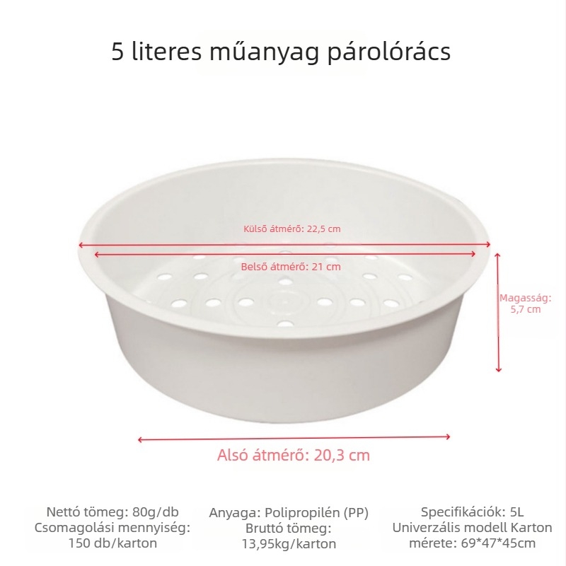 3L-5L műanyag pároló rács rizsfőzőhöz – pároló kosár, kör alakú kosár, pároló kiegészítők
