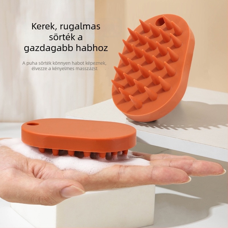 Szilikon zuhanykefe nedves és száraz használatra, sampon-masszázskefe, puha bőrbarát, éles szálak nélkül, fürdőszobai kefe
