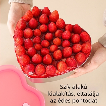 Szív alakú 304 rozsdamentes acélból készült edény fedővel – zárható frissességmegőrző tartó gyümölcsök, zöldségek és halak számára a hűtőben