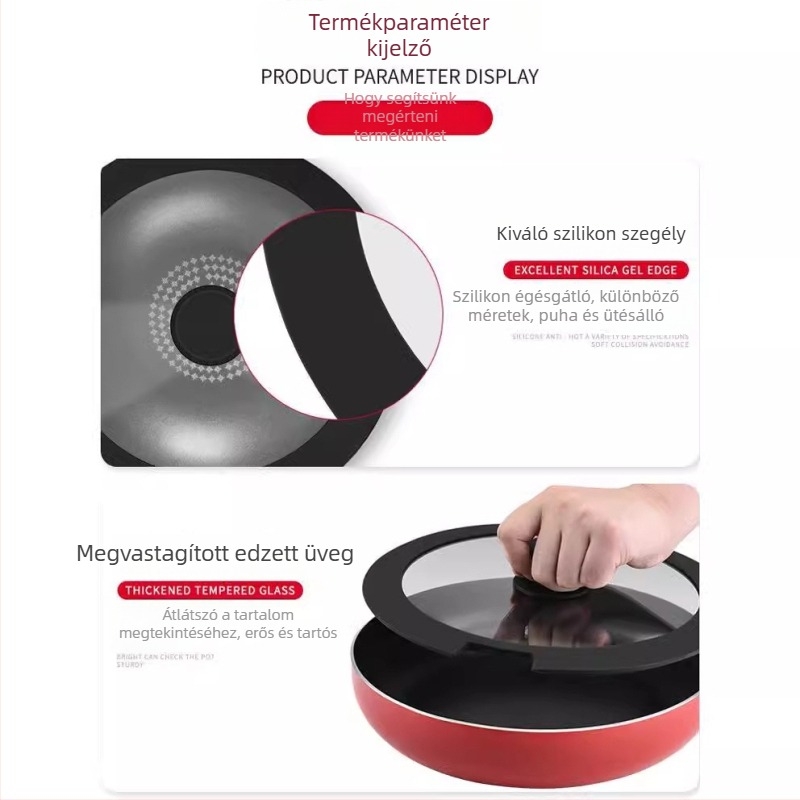 Többfunkciós szilikon fazékfedő edzett üveggel, hőálló, universális méret, ideális levesekhez, pároláshoz és sütéshez.