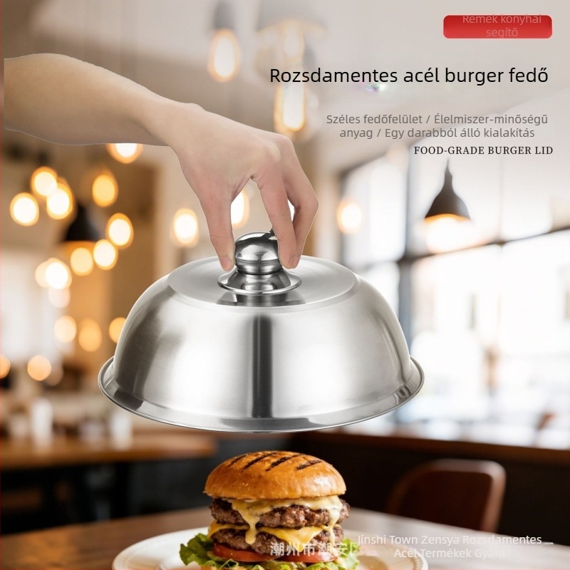 6,4 hüvelykes rozsdamentes acél burgerfedél, nyugati stílusú steak Teppanyaki fedél, élelmiszerbiztonságos kupola alakú fedő