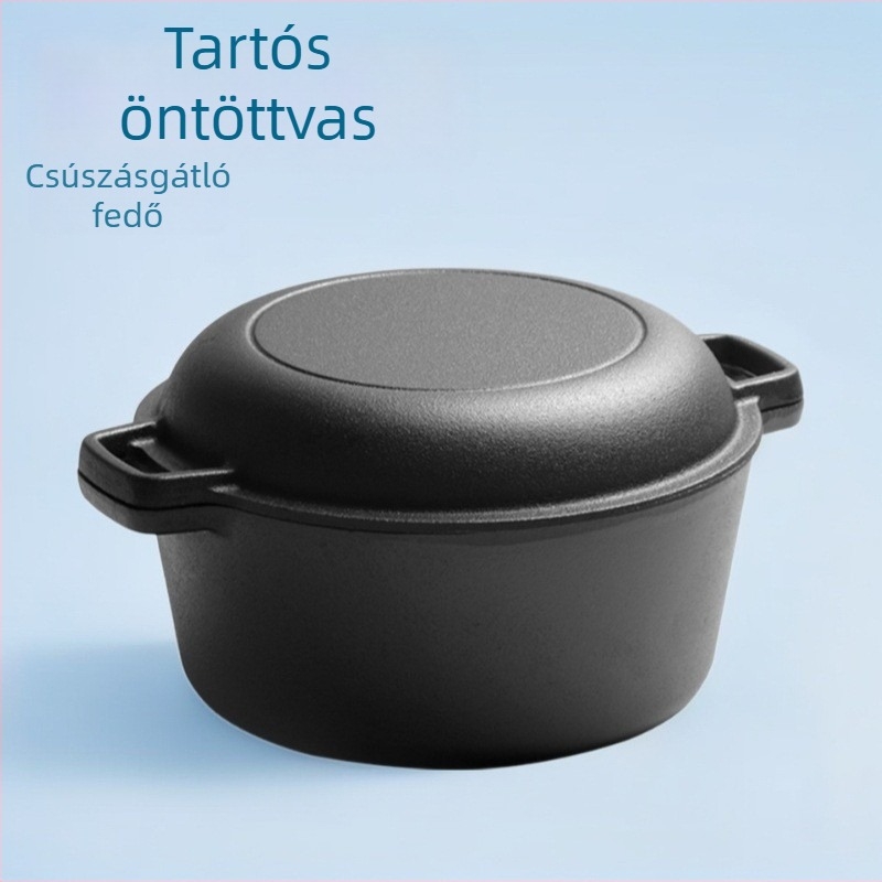 Öntöttvas holland lábas 26 cm, bevonat nélkül, sütéshez és pároláshoz