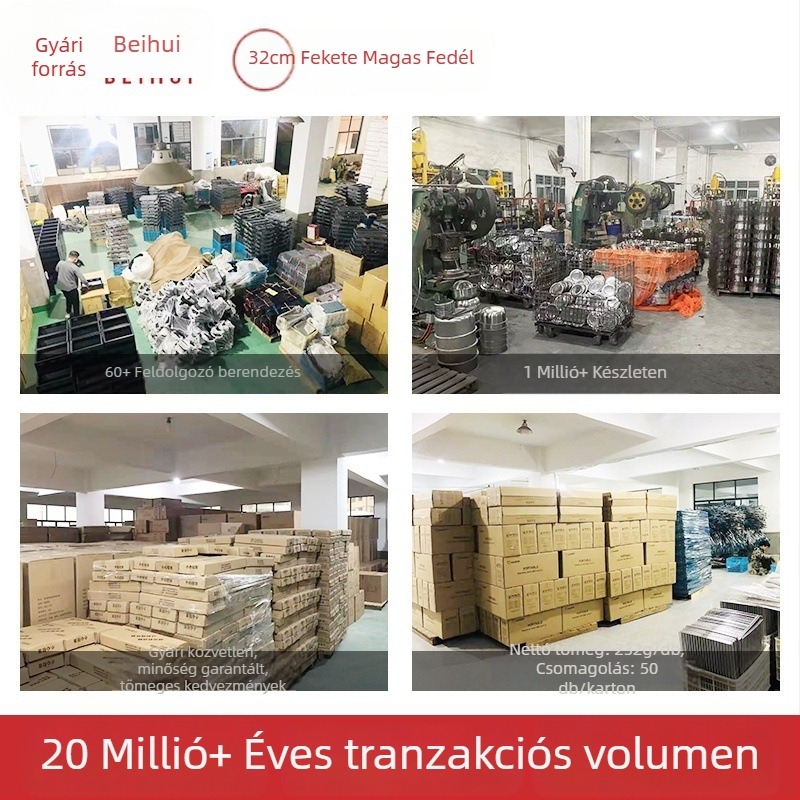 Fekete zománcozott vasfedő, 32–34 cm, vastagított, hőálló