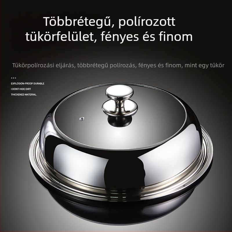 Magasított rozsdamentes acél fedő átlátszó üveggel wokhoz, gőzölőhöz és vas edényekhez – univerzális fedél