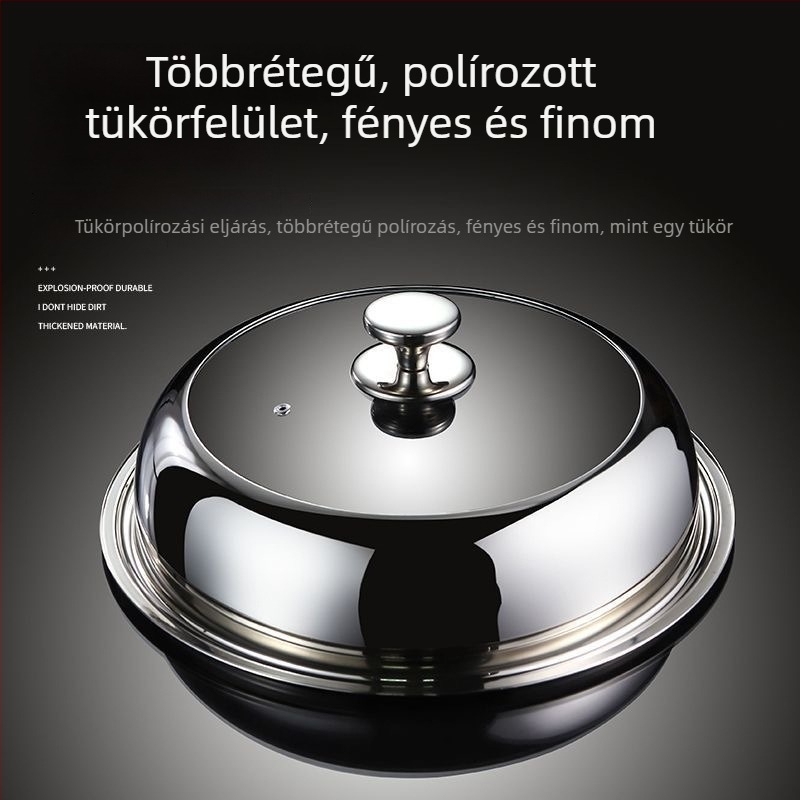 Magasított rozsdamentes acél fedő átlátszó üveggel wokhoz, gőzölőhöz és vas edényekhez – univerzális fedél