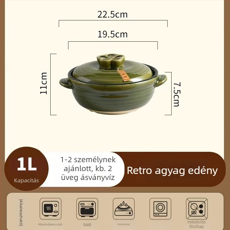Japán stílusú agyagedény otthoni használatra, gáztűzhelyhez, hőálló, levesekhez és rizses ételekhez, száraz főzésre is alkalmas repedés nélkül