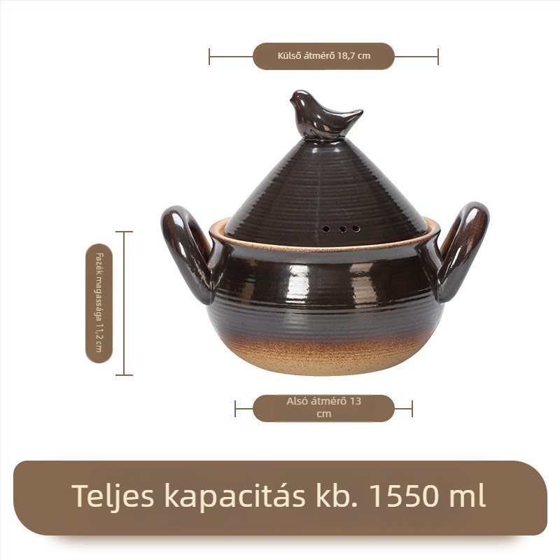 Új kerámia főzőedény – magas hőmérsékletnek ellenálló, nyílt lángon is használható, nagy kapacitású, háztartási célokra hús és leves készítéséhez, felmelegítés közben nem reped meg