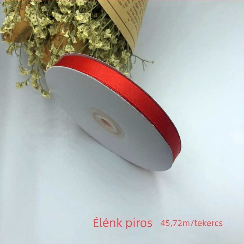 1 cm szélességű poliészter szatén szalag, csokrokhoz, ajándékcsomagoláshoz, DIY hajdíszekhez és virágdíszítéshez