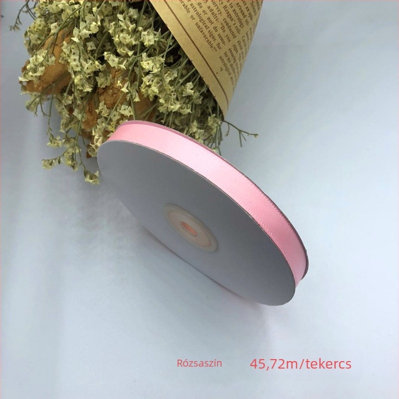 1 cm szélességű poliészter szatén szalag, csokrokhoz, ajándékcsomagoláshoz, DIY hajdíszekhez és virágdíszítéshez
