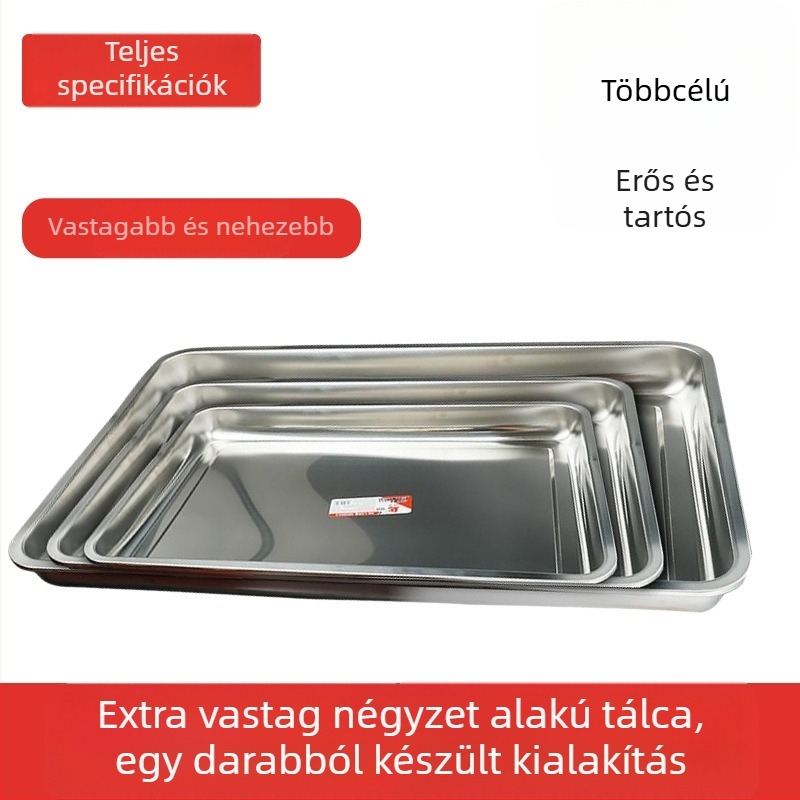 Chuangfa Rozsdamentes acél négyszögletes pároló tál, extra vastag, 24 cm