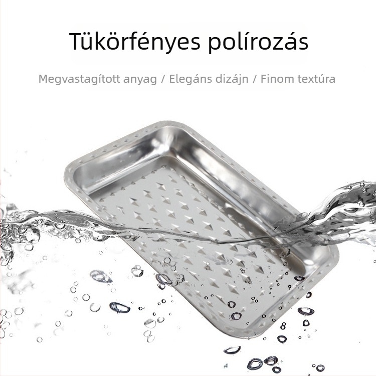Rozsdamentes acélból készült gyémánt mintázatú négyszögletes és téglalap alakú tálca grillsütőhöz, leszíváshoz, teához és pároláshoz