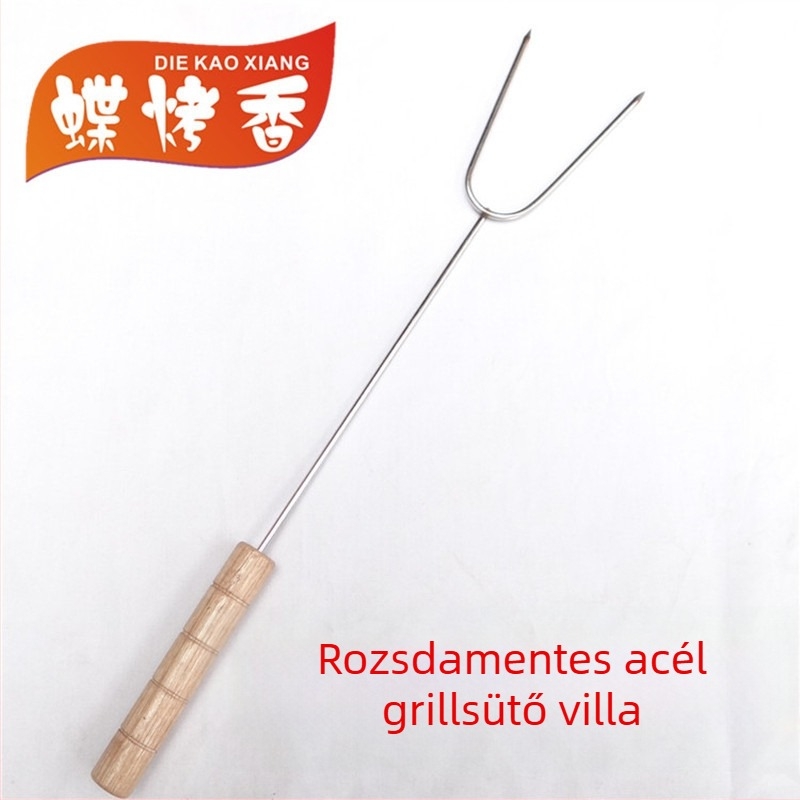 Rozsdamentes acélból készült U-szögű grillszúró villa, 4 darabos készlet, csirkeszárnyakhoz és csirkecomhoz