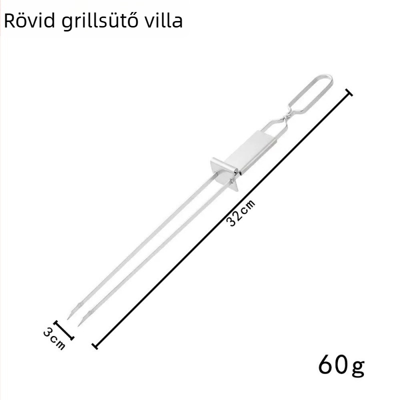 Rozsdamentes acél grillnyársak háztartási használatra, félautomata grillvilla, hordozható kültéri kempingezéshez