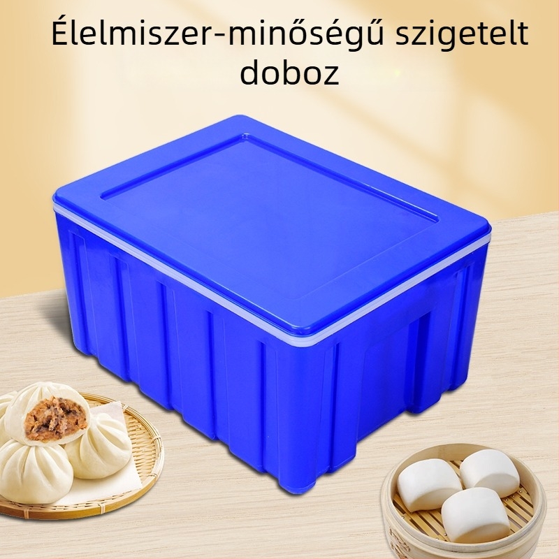 Nagy 6L-es szigetelt élelmiszertároló – műanyag, melegen tart és hűt, utcai kioszkokhoz és elvitelre, megfelelő gőzölt zsemlékhez és rizshez.