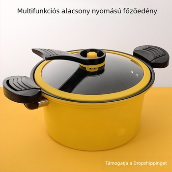 7L-es nyomás alatti edény levesekhez, sárga kacsa motívummal, átlátszó fedővel